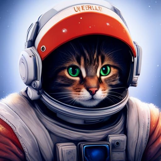 Orange Cat Astronaut: Detailed Fantasy Concept Art