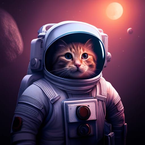 Orange Cat Astronaut: Detailed Fantasy Concept Art