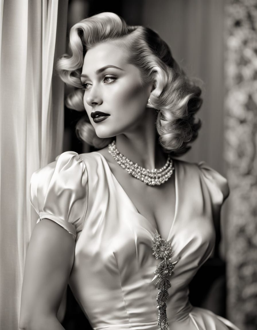 Vintage Glamour Portrait in Black and White