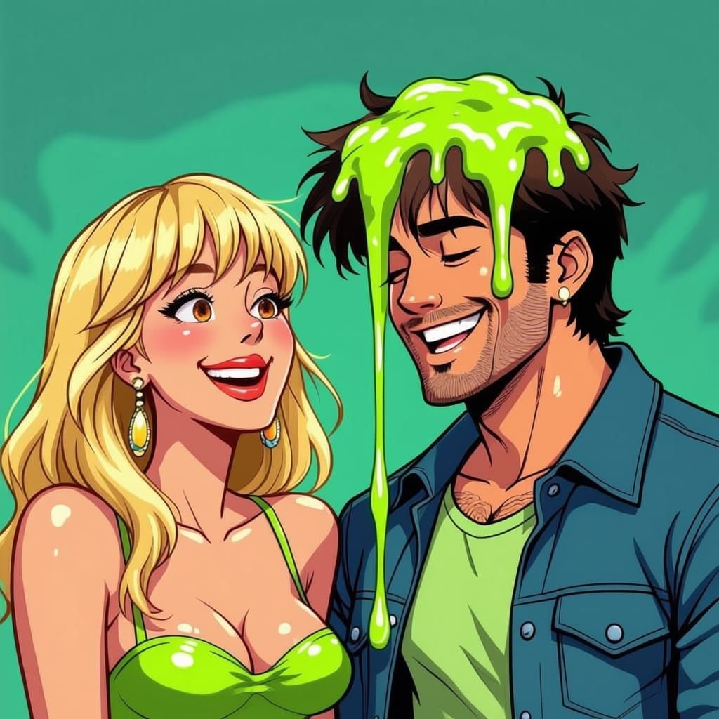 Woman Laughs as Man Gets Slimed on Date Night