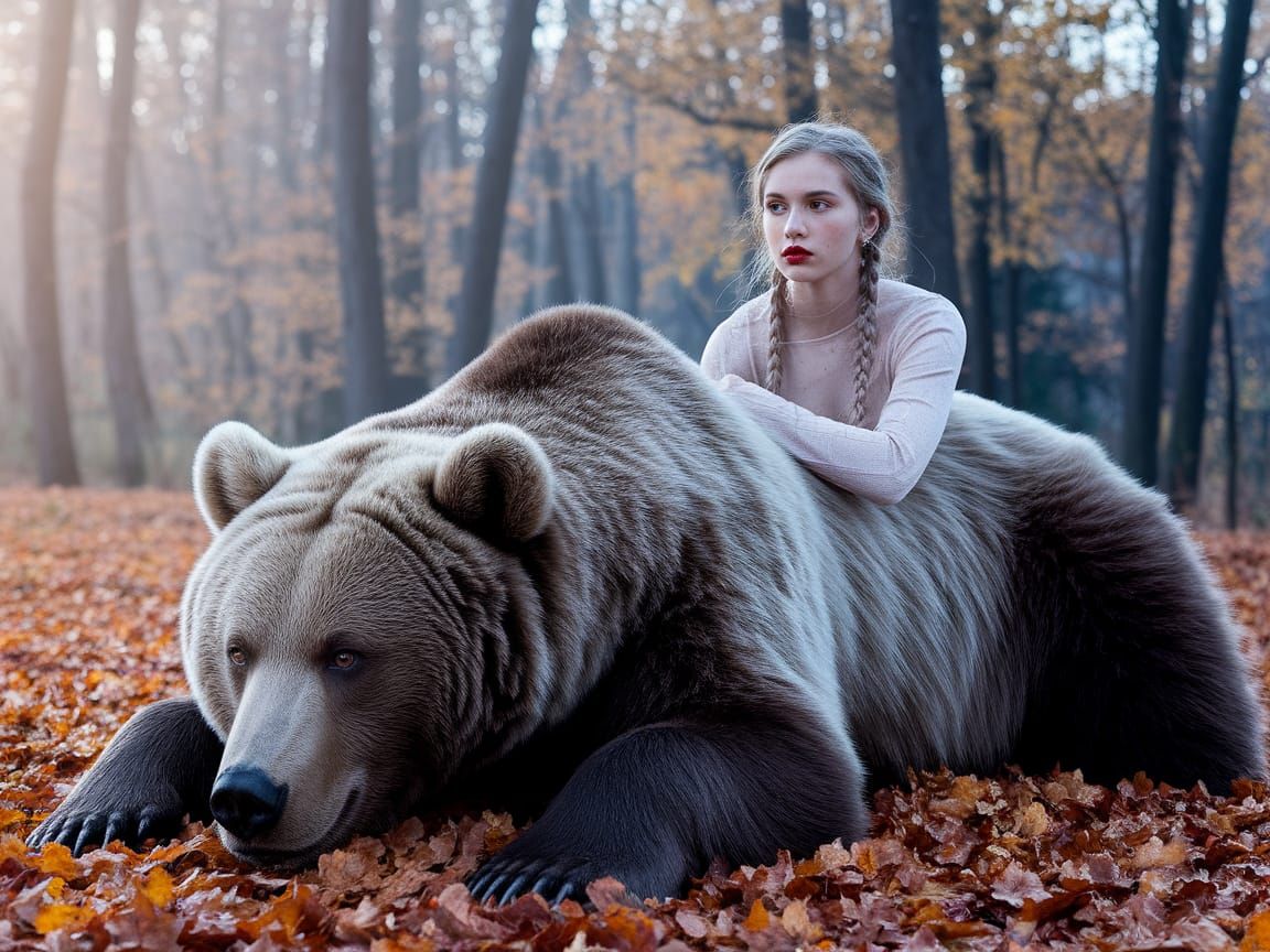 Surreal Forest Encounter in Watercolor Style