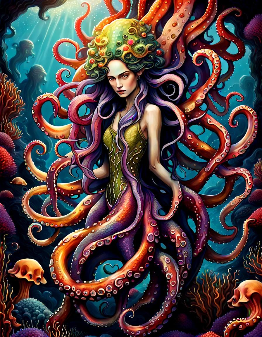 Cthulhu Mermaid in Dark Fantasy Art Style