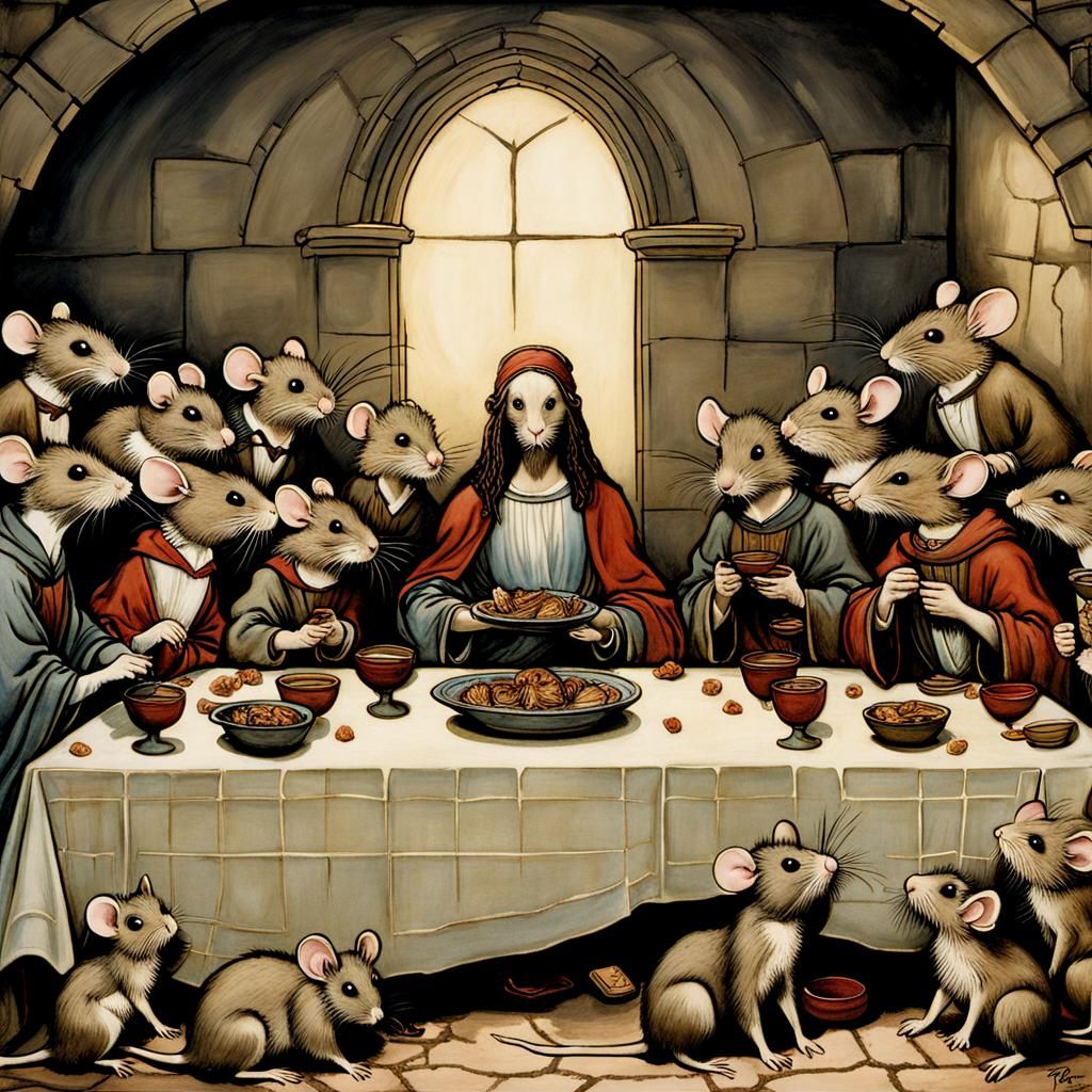 Mice Recreate Last Supper in Rackham Style
