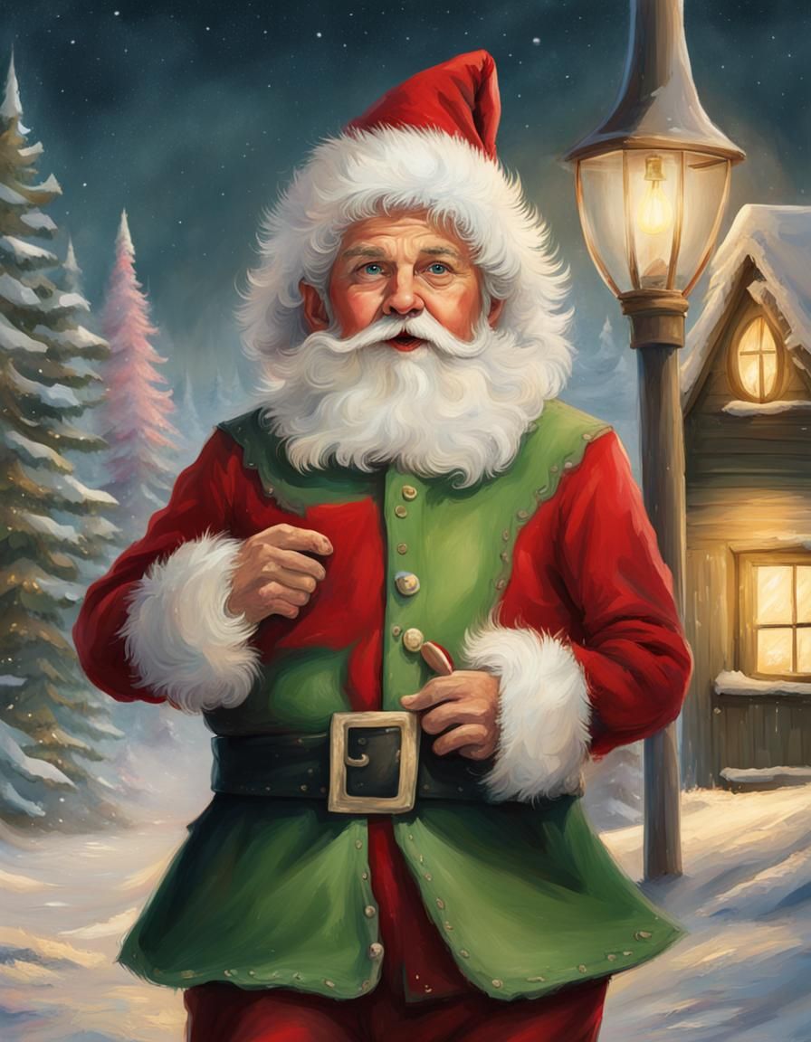 Festive Portrait of Santa's Elf at North Pole