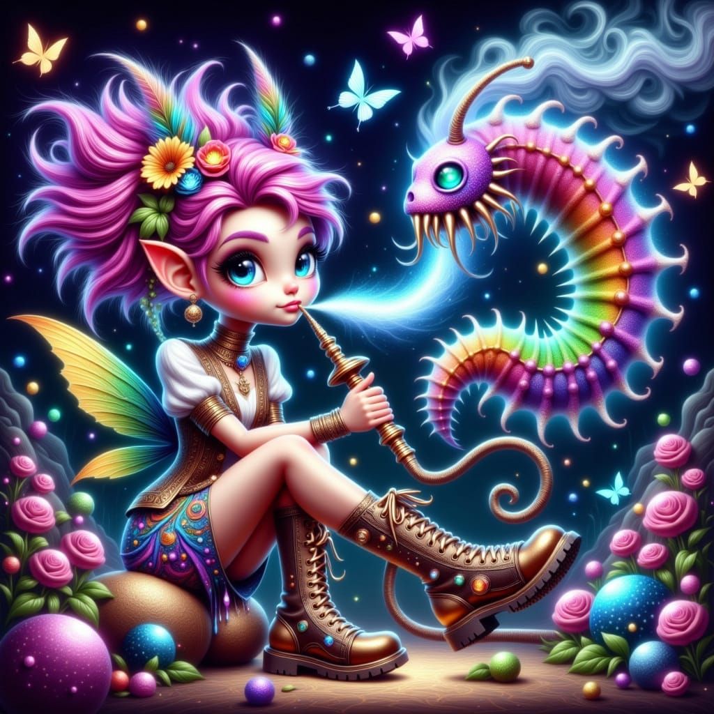 Enchanted Pirate Pixie in Whimsical Impasto Style