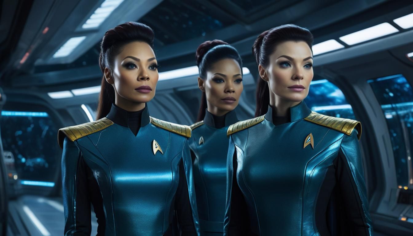 futuristic blonde young woman in shiny silver reflective lat...