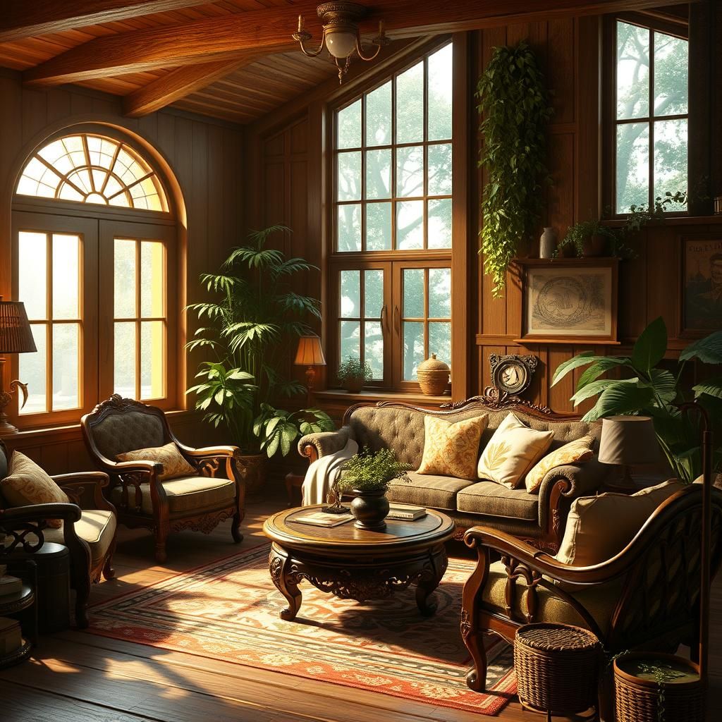 Cozy Home Interior with Ornate Furniture in 3D Render