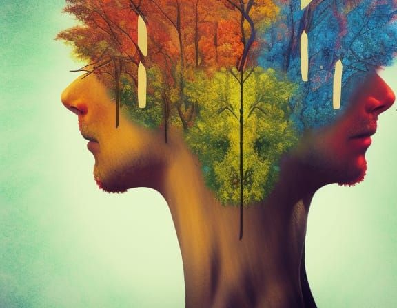 Four Heads Form a Multi-Season Tree: Photorealistic Art