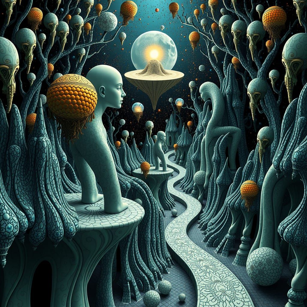 Fractal Elegance: Interspatial Roads to Surreal Universe