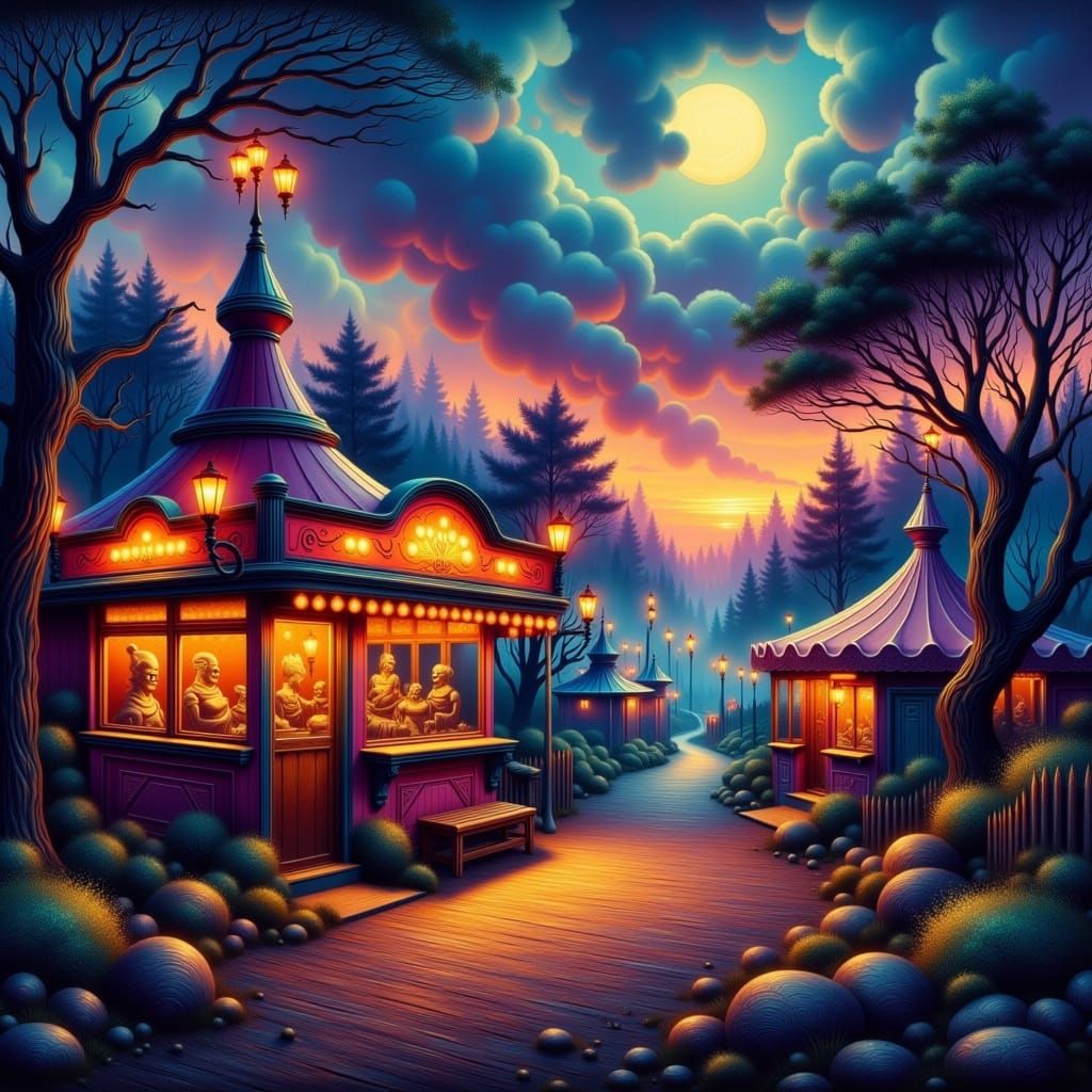 Eerie Carnival at Dusk in Gothic Horror Style