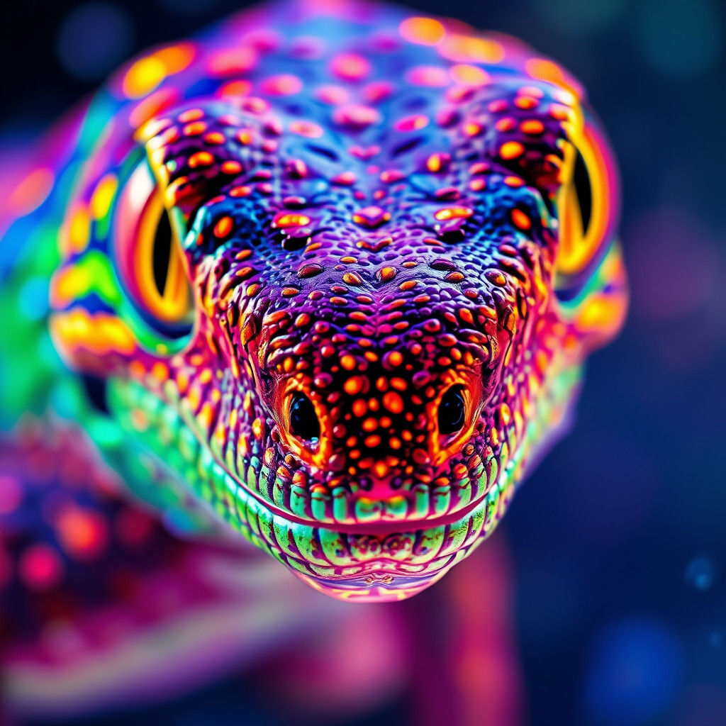 Vibrant Basilisk in Holographic Astral Illustration