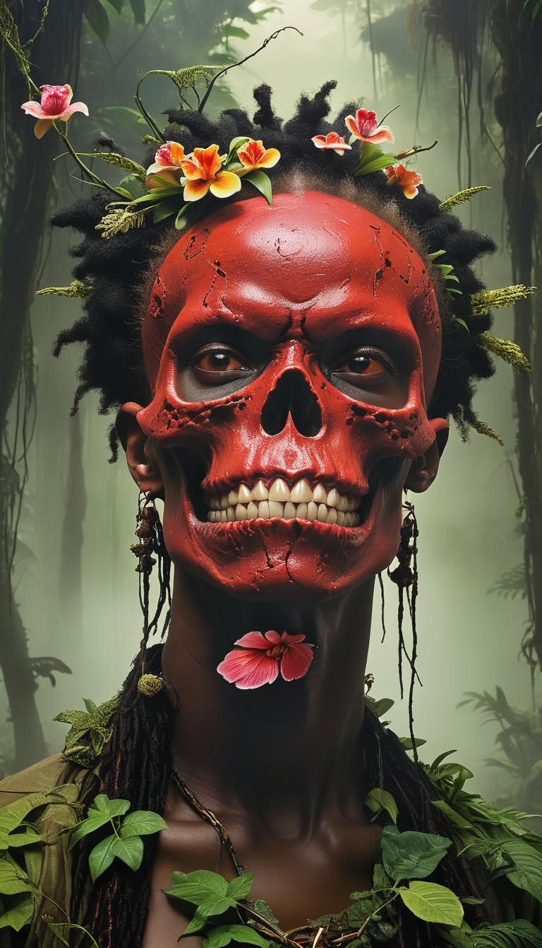 Afrofuturistic Portrait in Mixed Media Style