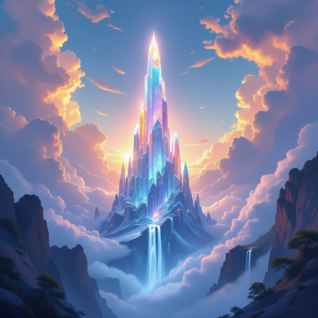 Rainbow Crystal Spire Digital Painting