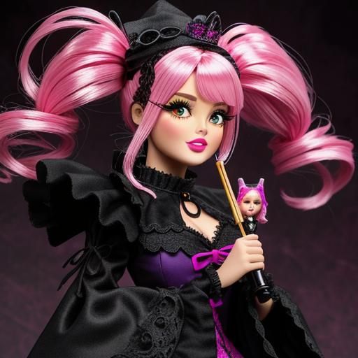 Halloween Barbie Doll in Pink and Black