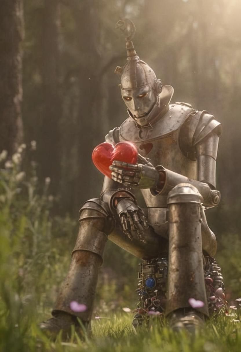 Tin Man Holding Heart: Hyperrealistic Sci-Fi Art
