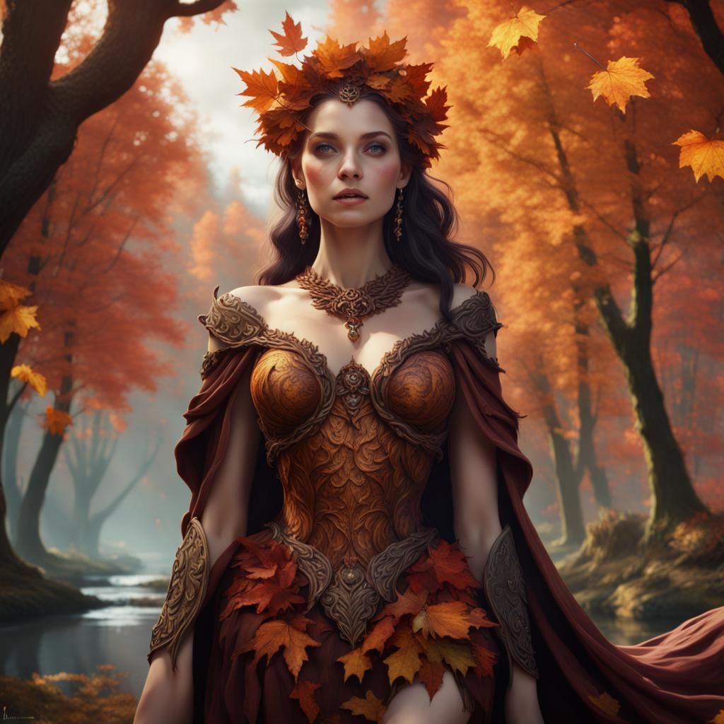 Autumn Goddess in Detailed Fantasy Art