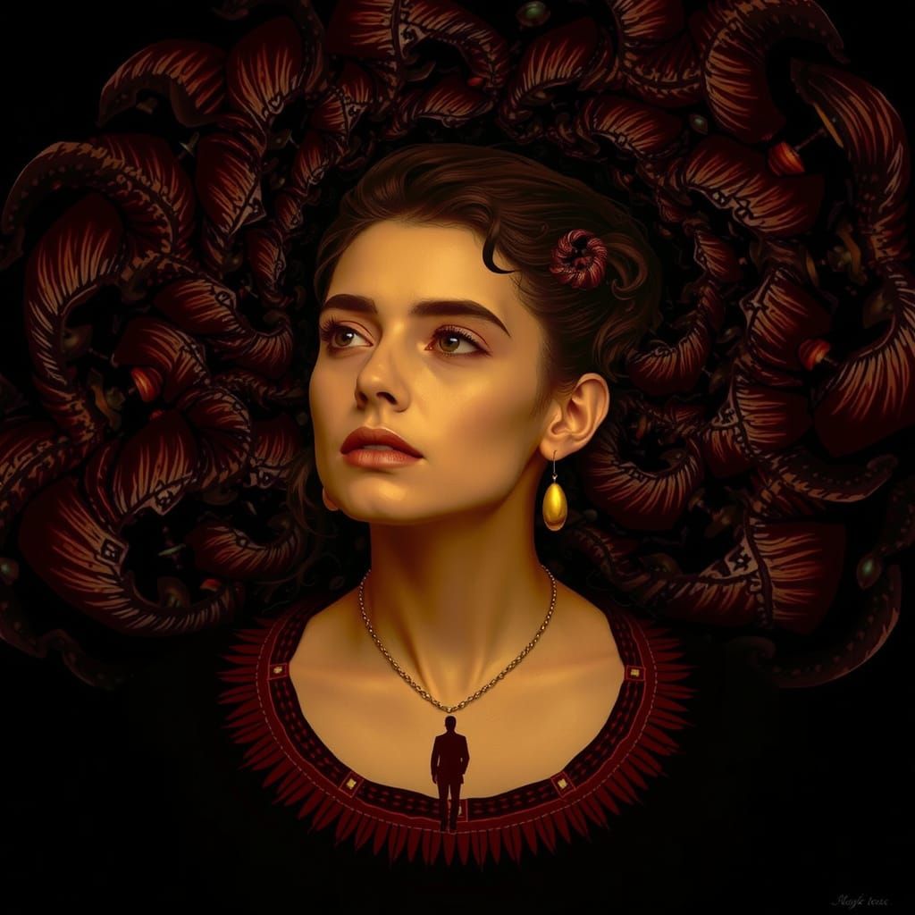 Mysterious Figure Lost in Thought Amidst Paradoxical Clouds