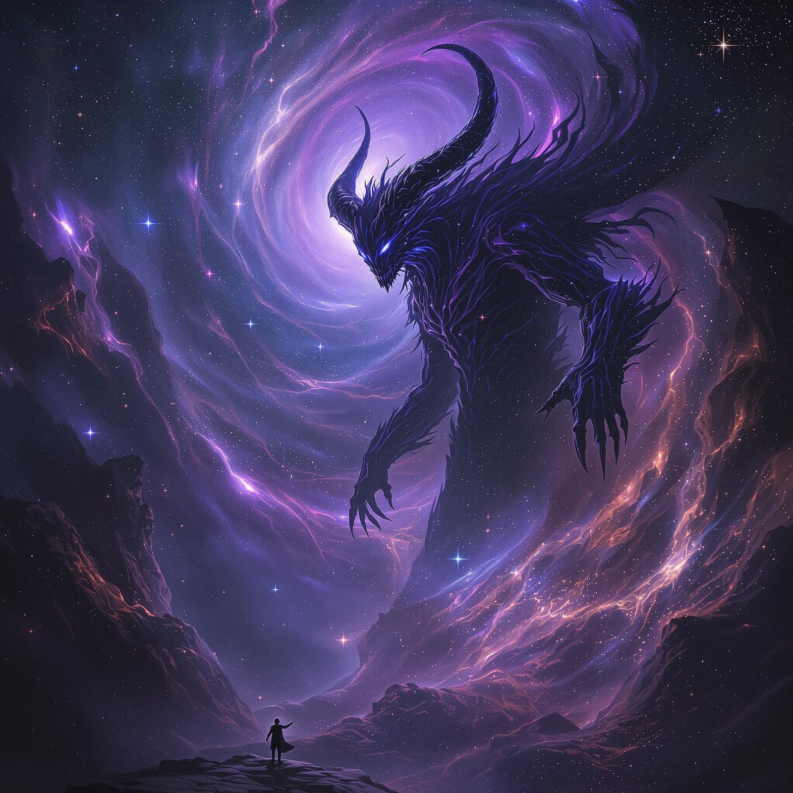 Cosmic Horned Entity Emerges from Nebula