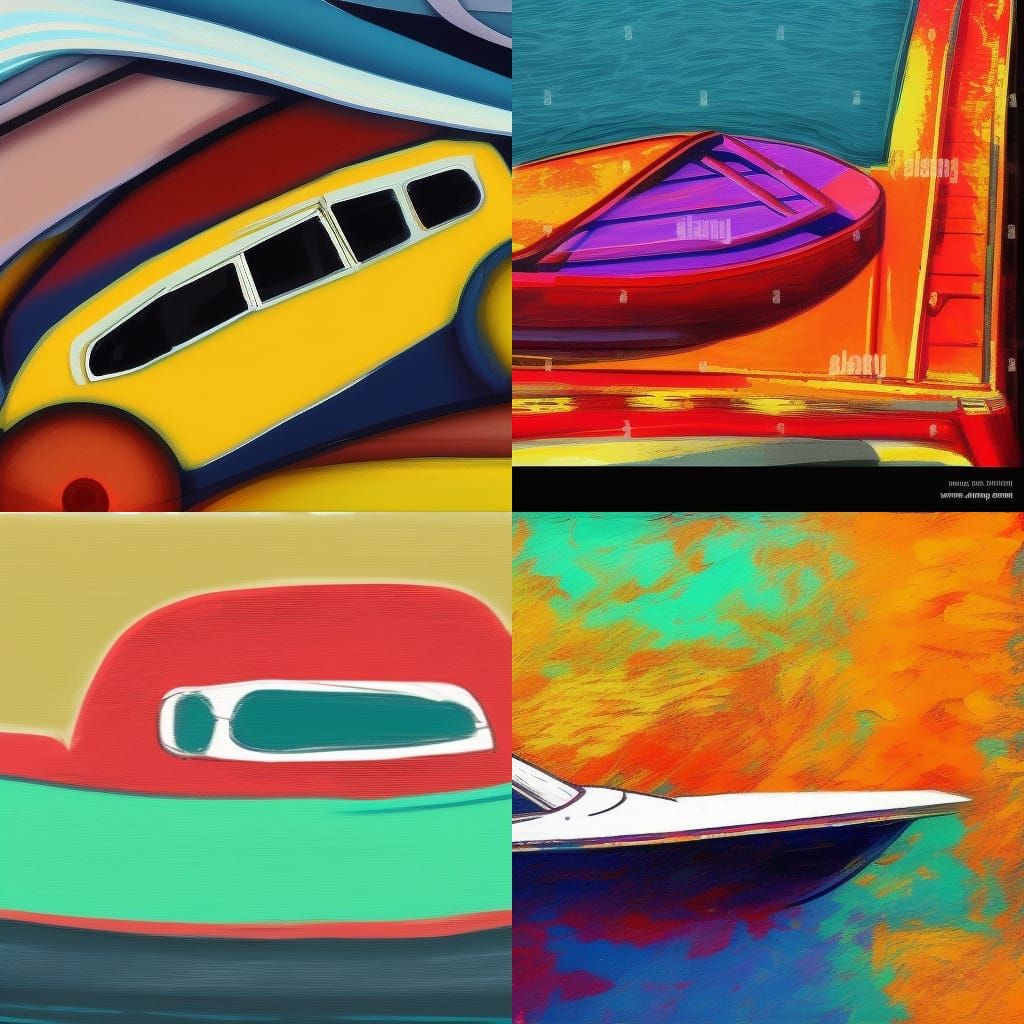 Abstract Boat Car Design in Complementary Colors