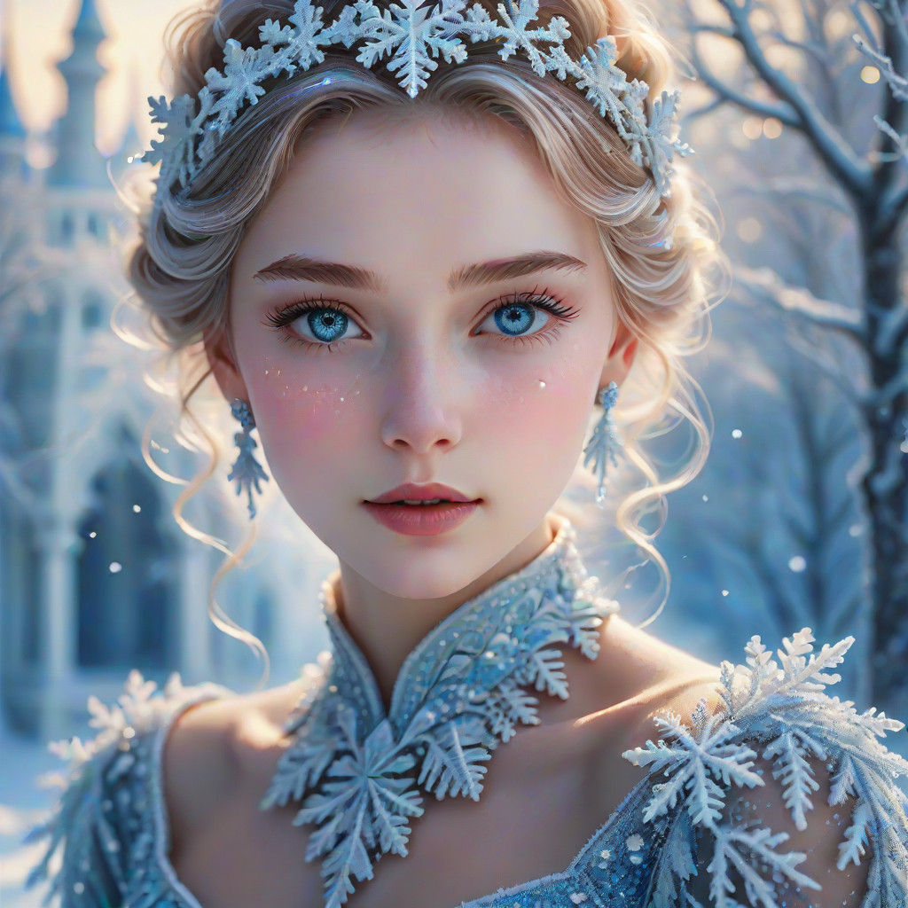Ethereal Snow Queen in Frosty Winter Wonderland