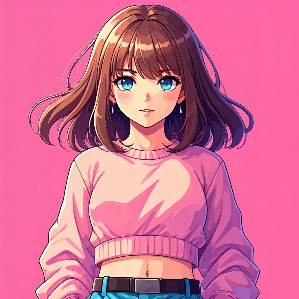 Anime Girl in Vibrant Pastel Style