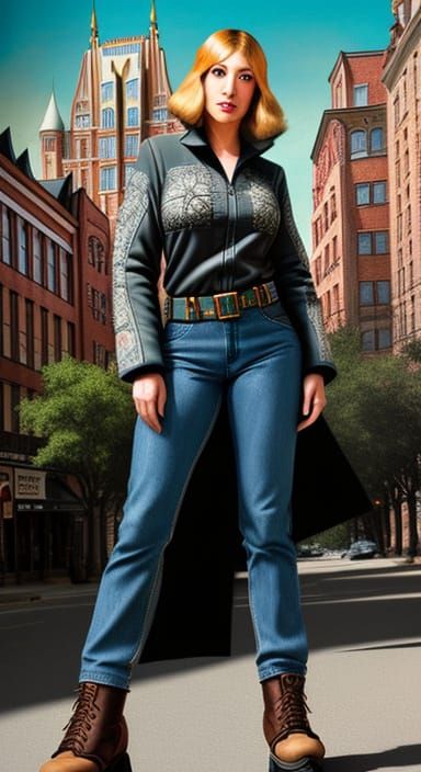 Lady in Epic Witkiewicz Architecture, Adventure Pulp Fashion