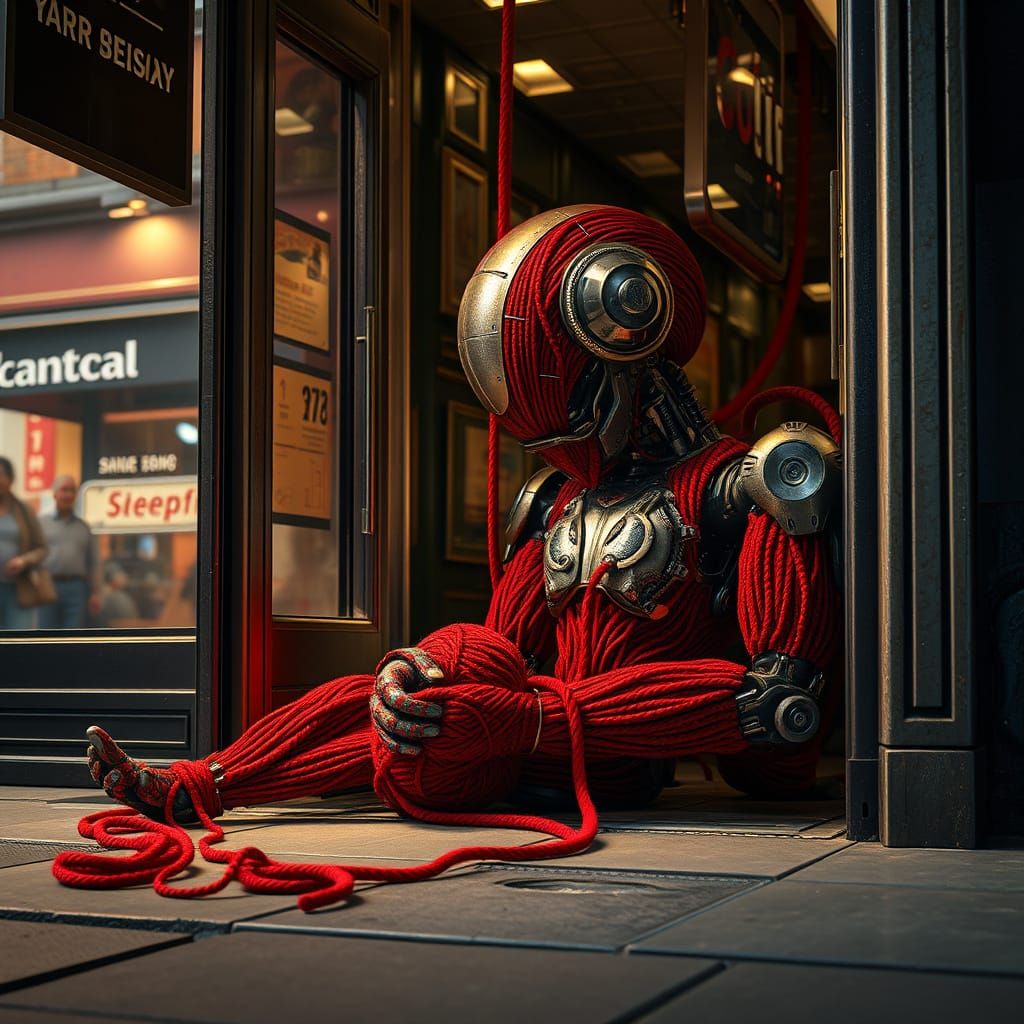 Android Made of Yarn Sleeps in London