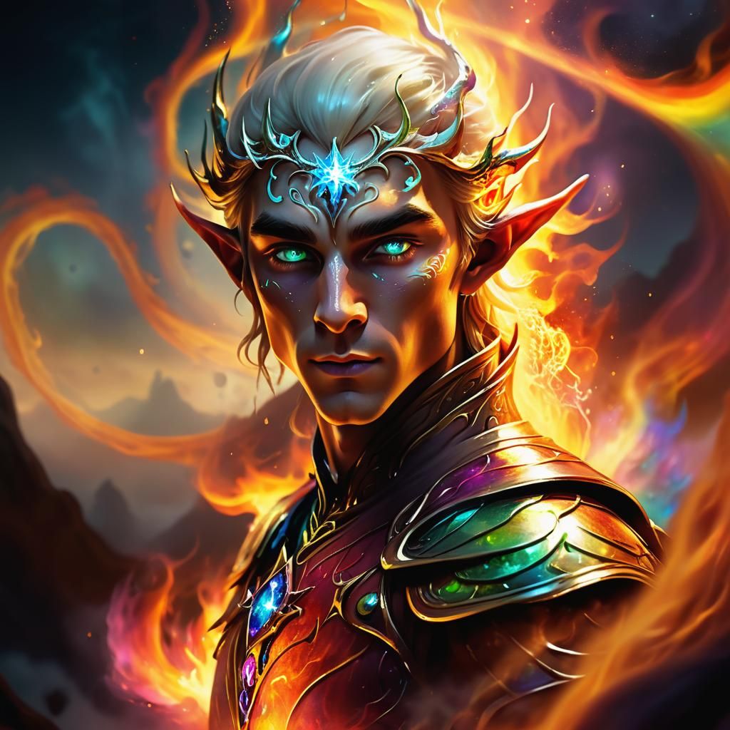 Dragon Prince in Bioluminescent Fire, Surreal Concept Art