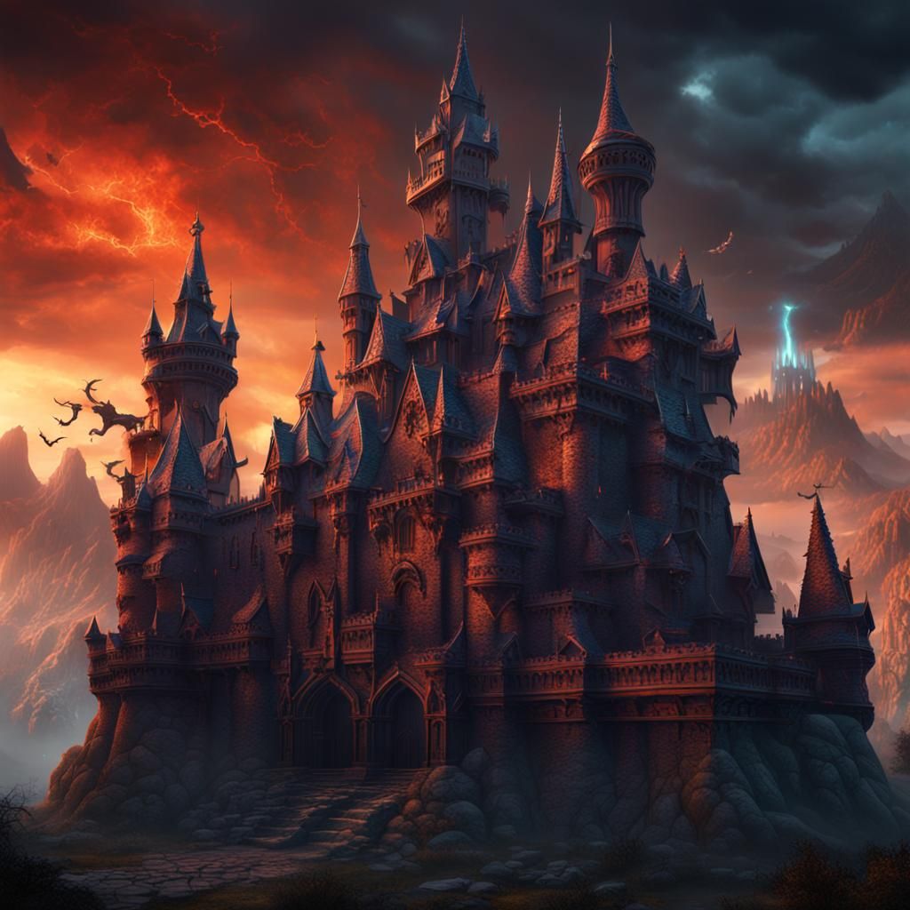 Fantastical Demon Castle: Detailed Matte Painting