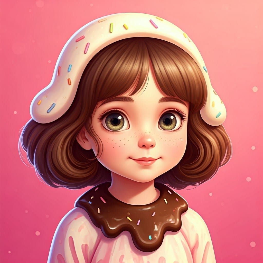 Colorful 3D Girl Enjoys Whimsical Ice Cream Wonderland