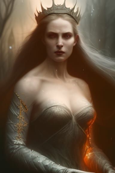 Queen of Winter and Night: Dark Fantasy Digital Art