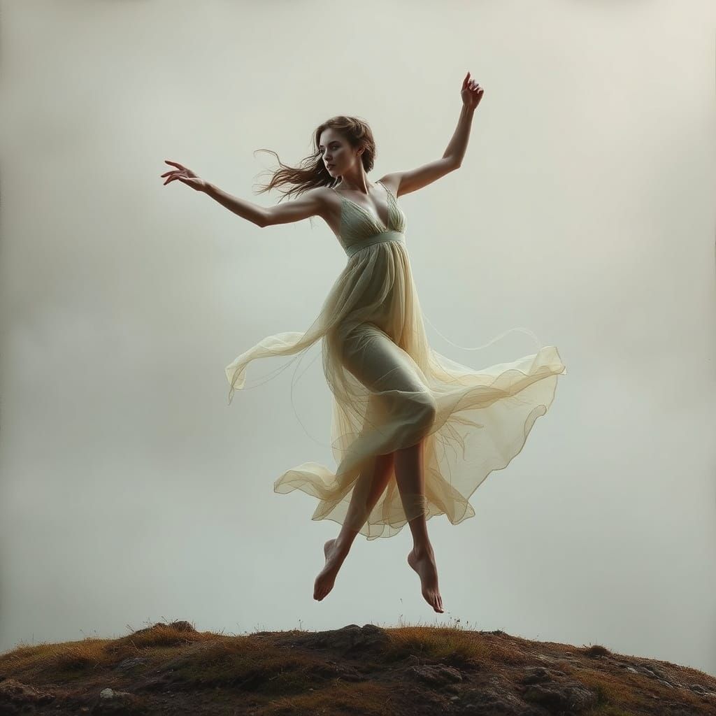 Ethereal Woman in Surreal Dreamscape