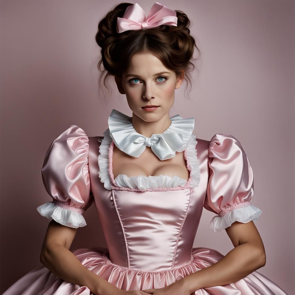 Portrait in 1700s Style with Puffy Satin Dress