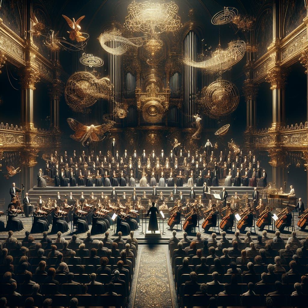 Orchestra Performance in Late 19th-Century Painting Style