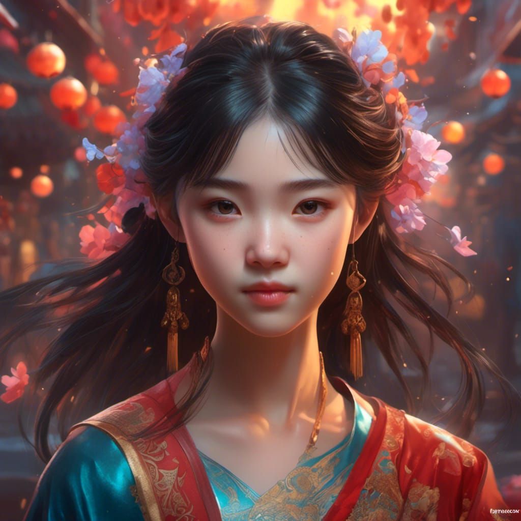 Delicate Portrait of a Young Chinese Girl