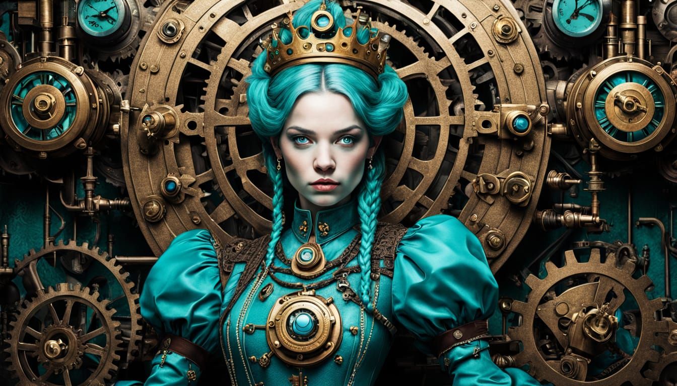 Steampunk Victorian Queen with Clockwork Dress