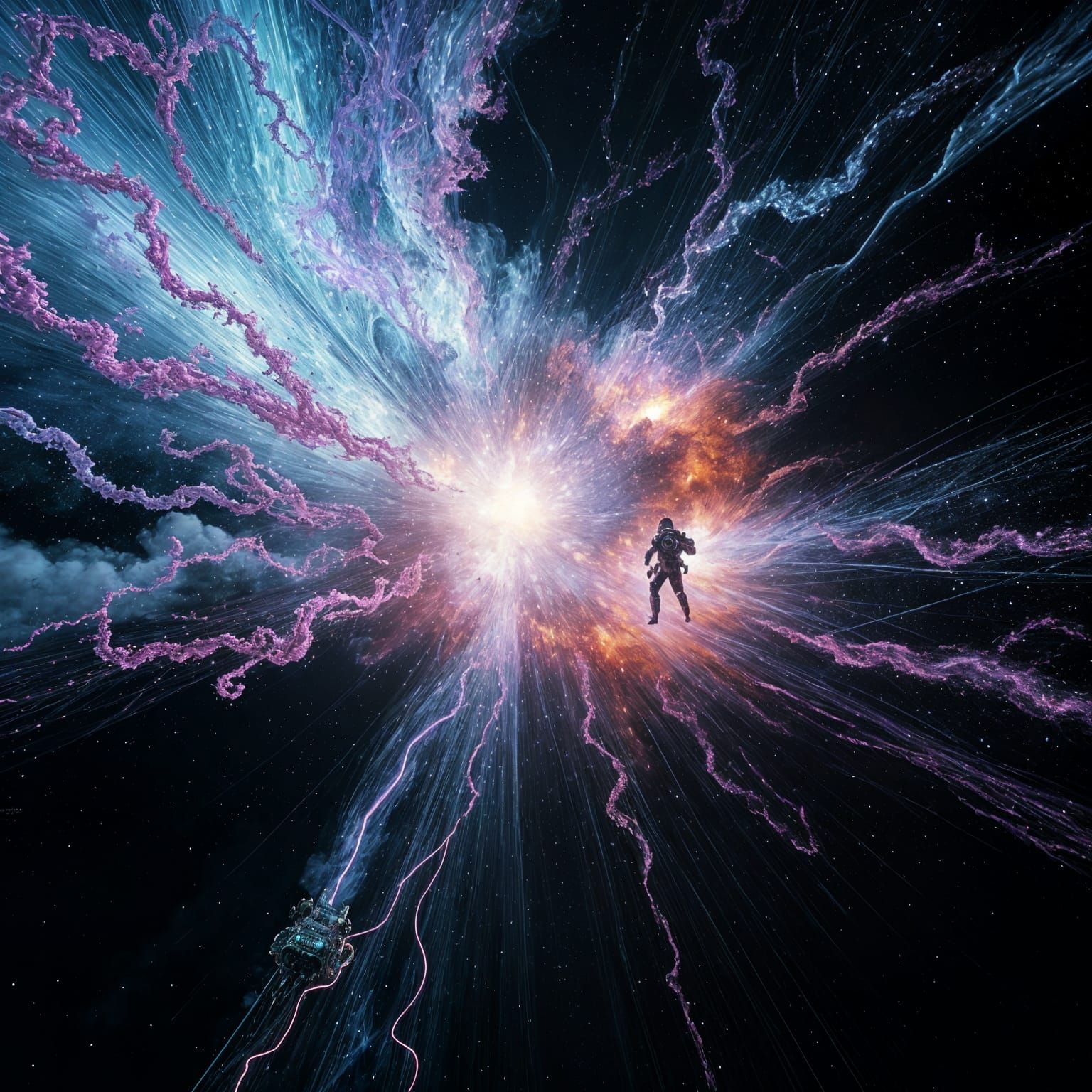 Surreal Cosmic Explosion Unfolds in Outer Space