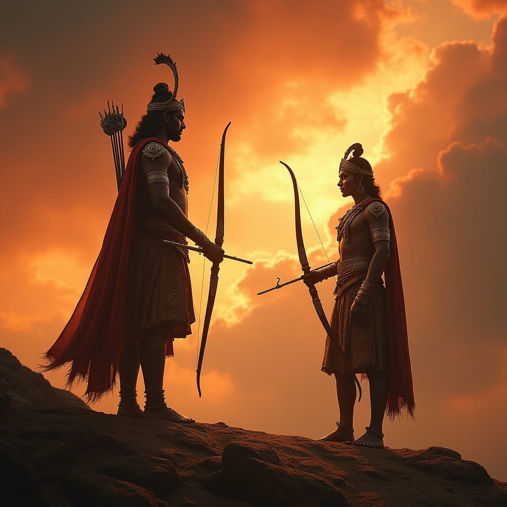 Arjuna on Kurukshetra Battlefield with Lord Krishna