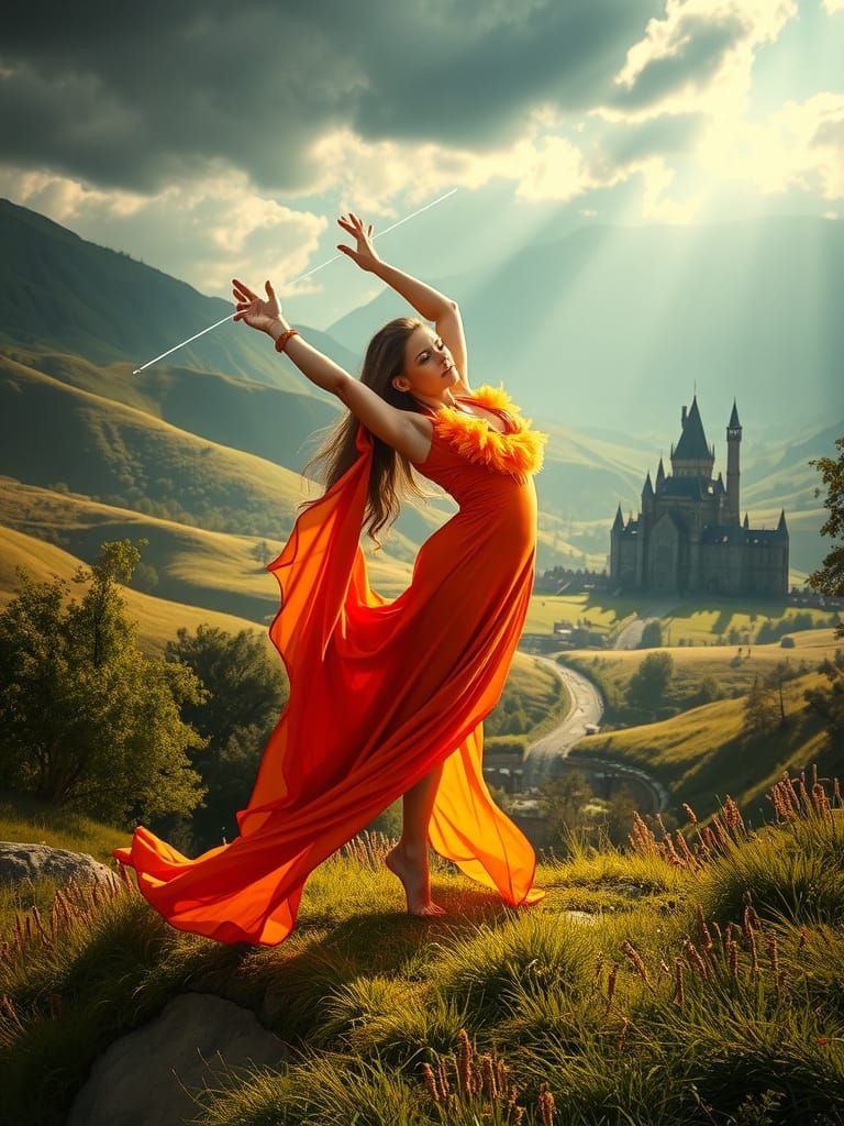 Ethereal Fantasy Goddess in Hyper-Realistic Shire Landscape