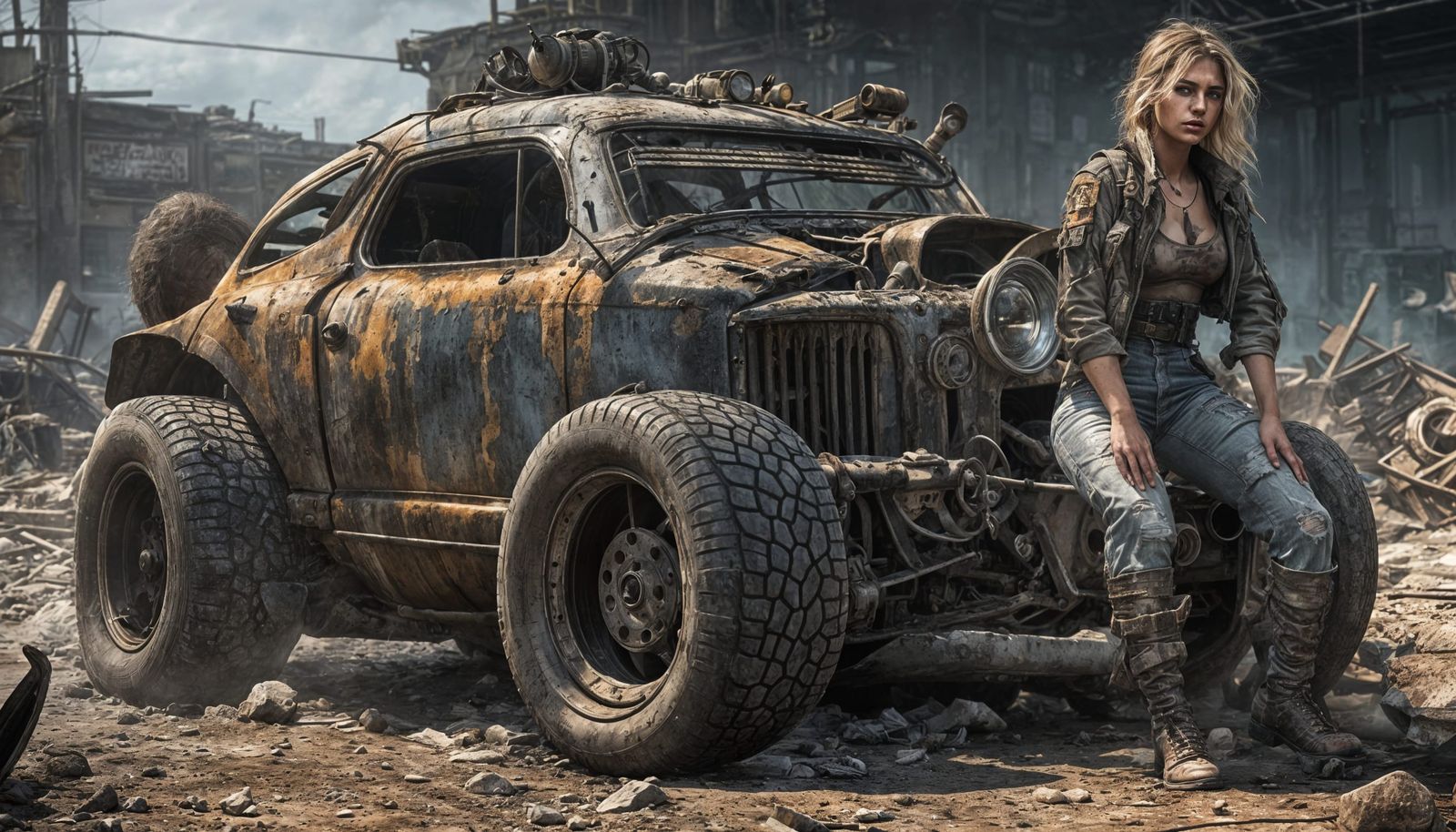 Hyperrealistic Post-Apocalyptic Fighter in Dramatic Light