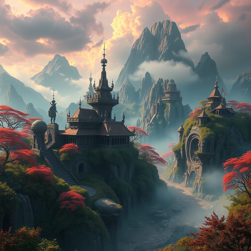 Epic Fantasy Realm in Vibrant Colors