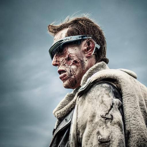 Gritty Zombie Portrait in Post-Apocalyptic Wasteland