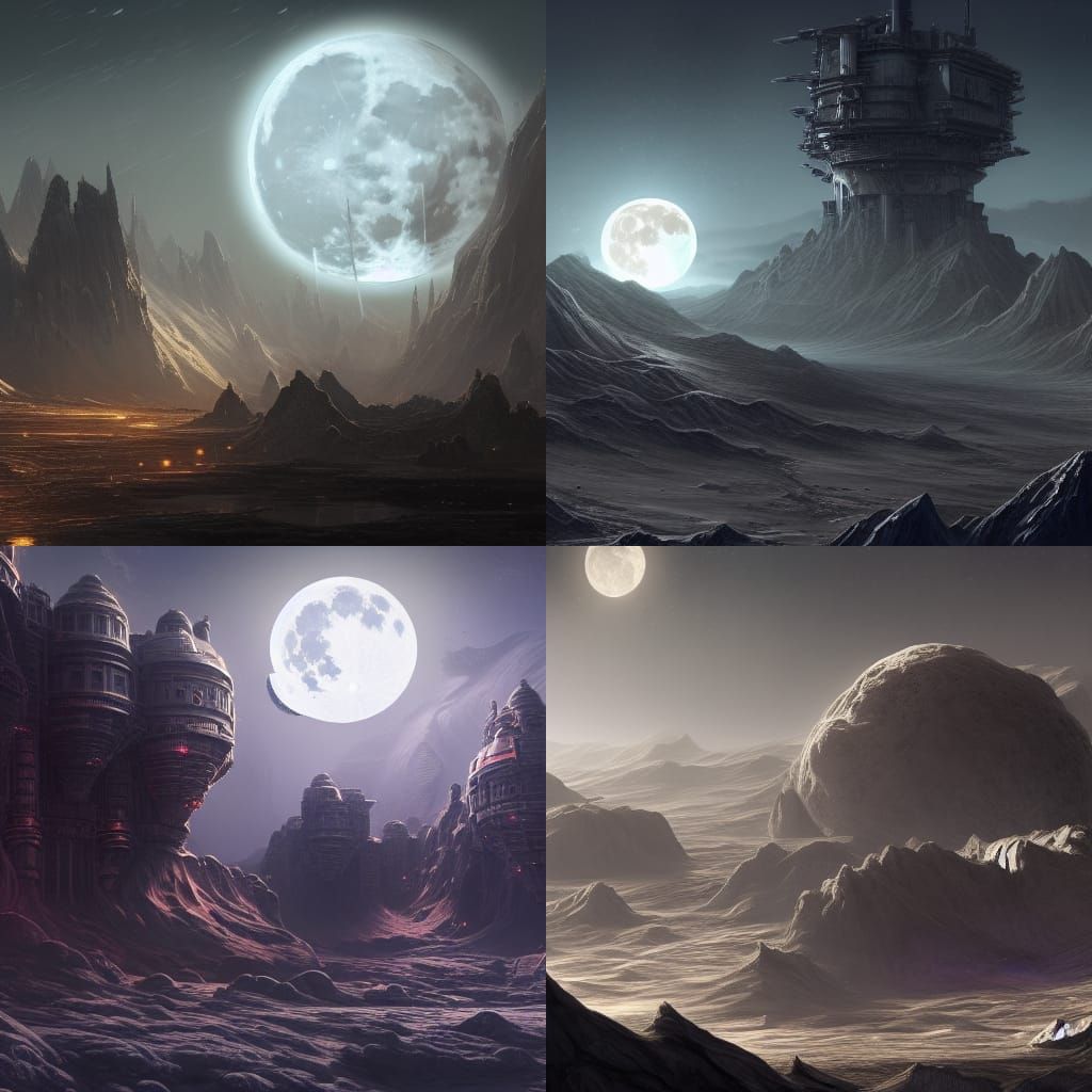 Detailed Moon Base in Dark Fantasy Style