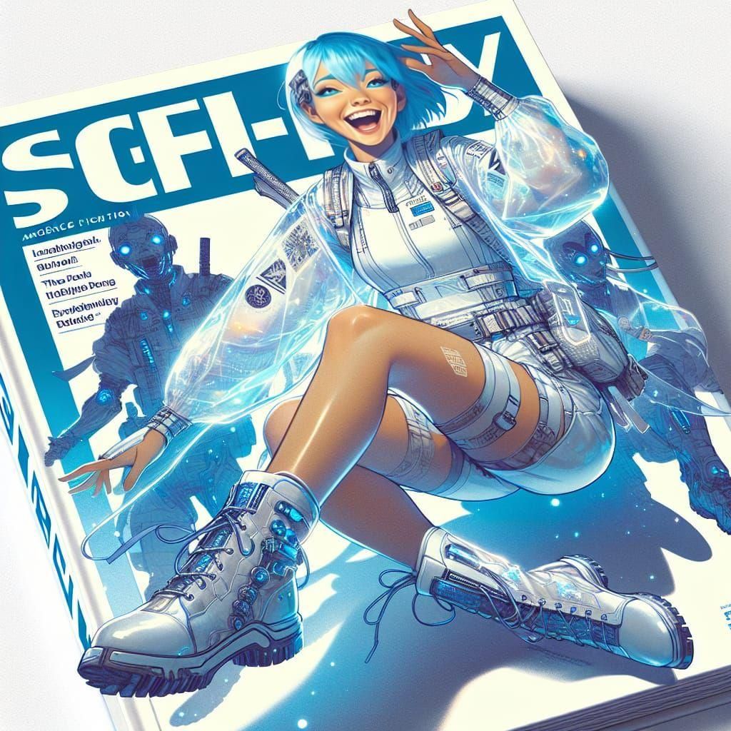 Create an audacious and imaginative magazine cover for a sci...