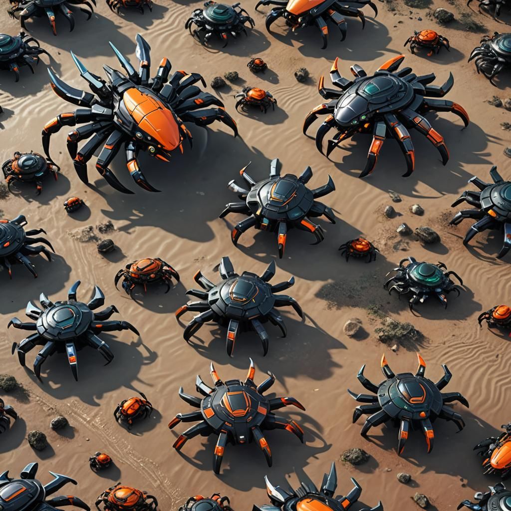 Robotic Crab Mech Battleship in Space