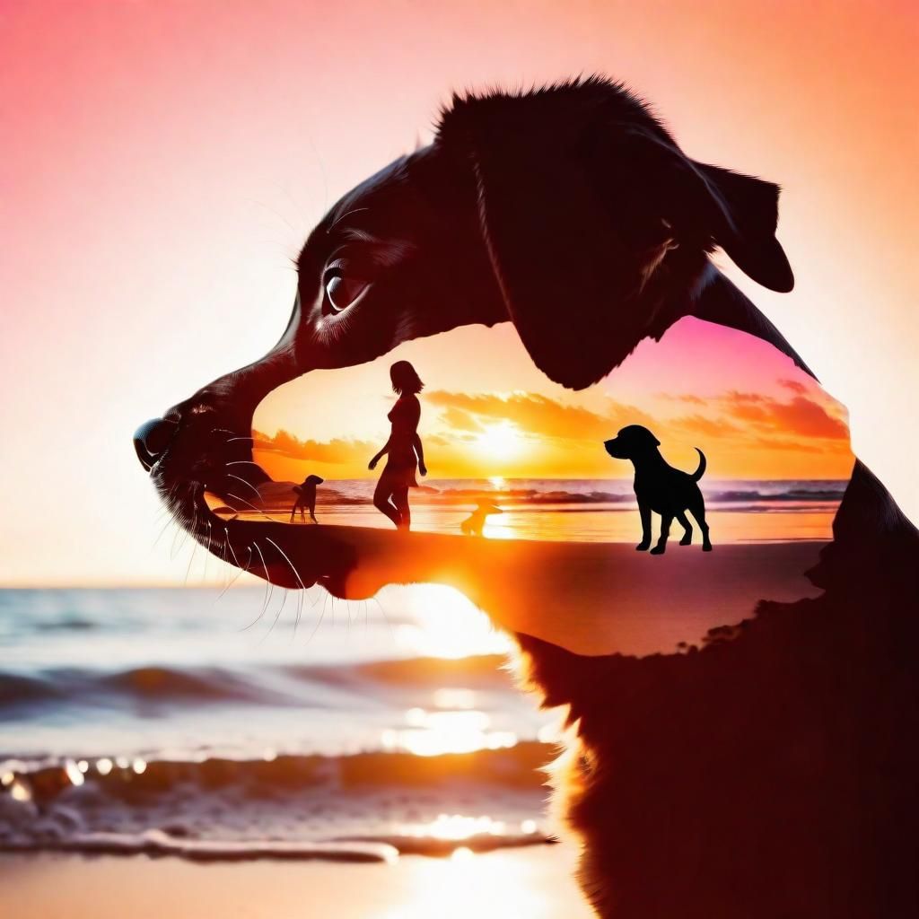 Double Exposure: Puppy Beach Silhouette Portrait