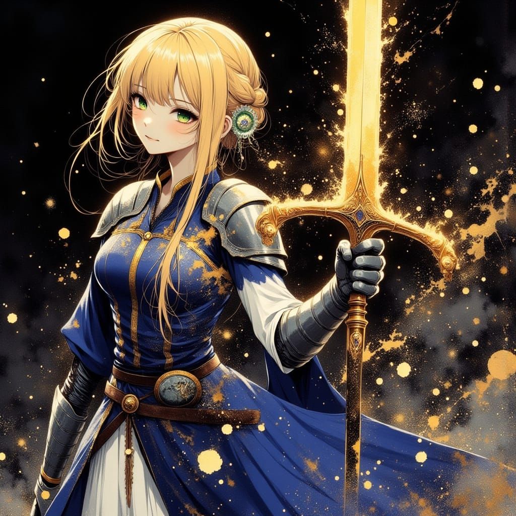 Saber from Fate Stay Night in Dark Fantasy Style