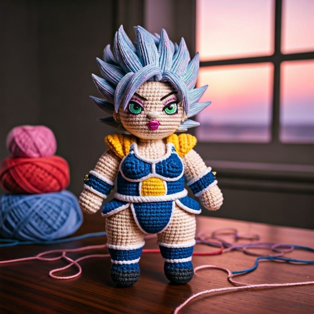 Crocheted Super Saiyan Warrior Plushie, Hyperdetailed