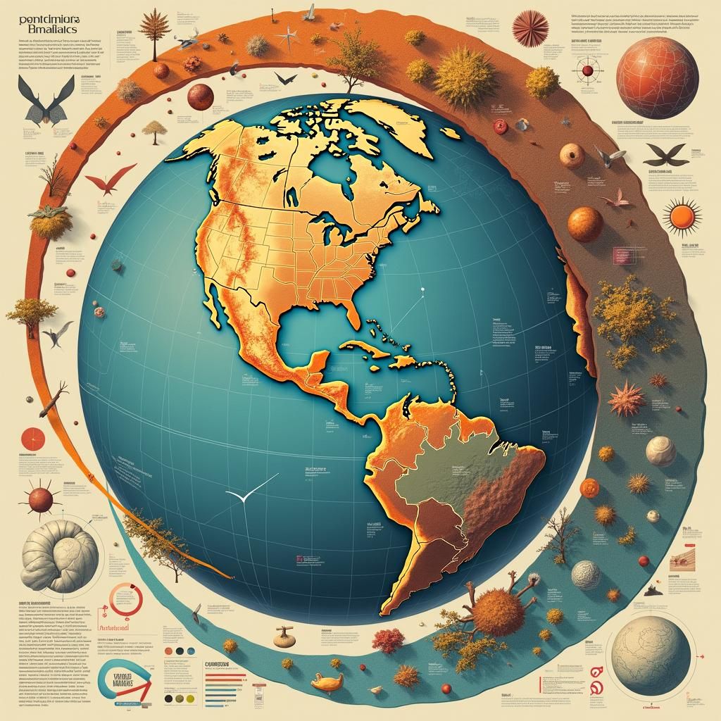 Continents Drifting Apart on Timeline Ribbon Graph