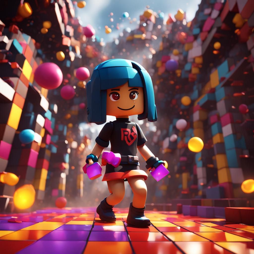 Roblox Girl Obby in Detailed Matte Painting